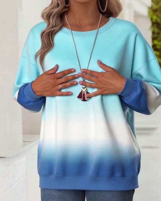 Bluza casualowa z okrągłym dekoltem i gradientem