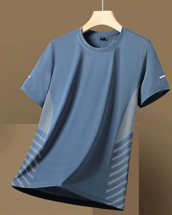 T-Shirt Boczny Pasek Męski Jedwab Lodowy