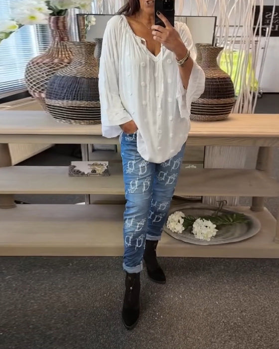 Elegancka bluzka z bufiastymi rękawami