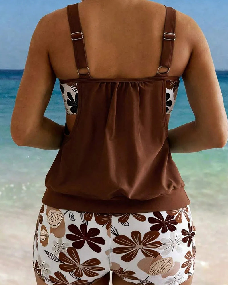 Tankinis Kwiatowy Druk Boy Short
