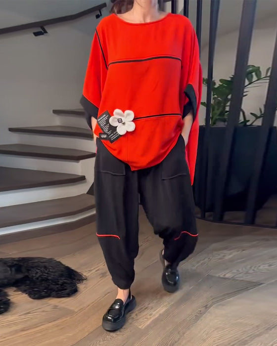 Zestaw Luźne Bloomers Casual Color-Blocking