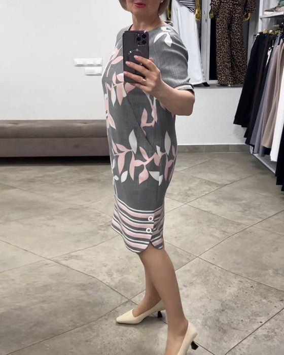 Sukienka w paski w kształcie liści