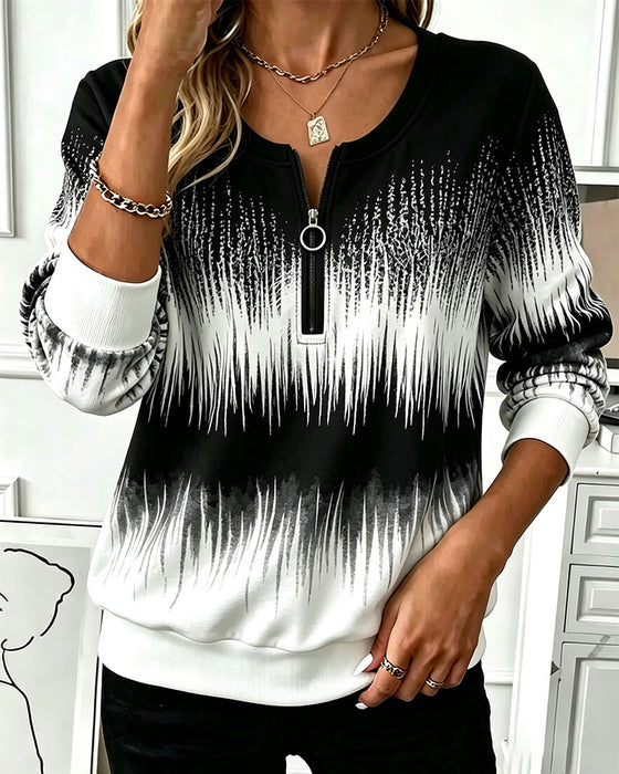 Bluza Zamek Błyskawiczny Okrągły Dekolt Ombre