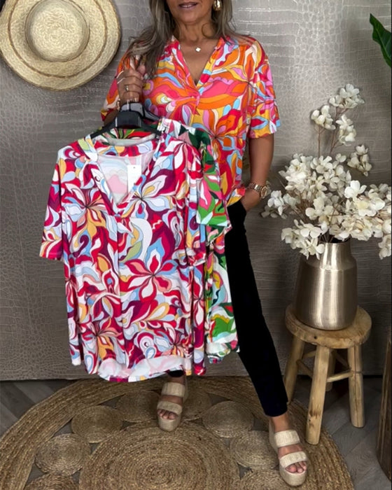 Koszula z dekoltem w kształcie litery V i krótkimi rękawami