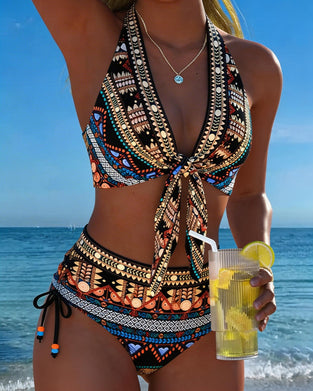 Bikini Bohemian Geometryczny Halter