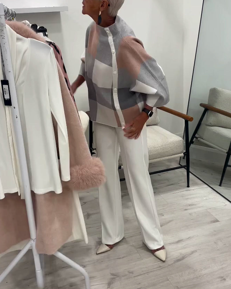 Sweter W Kratę Z Długimi Rękawami I Golfem