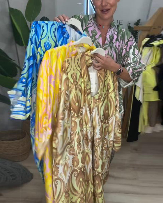 Sukienka Bufkowe Rękawy Paisley