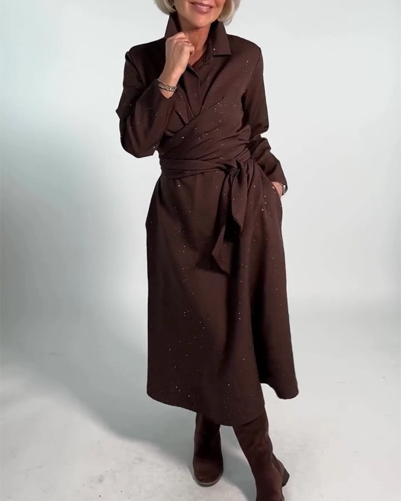 Stylowa Migocząca Sukienka Z Modelowaniem Talii