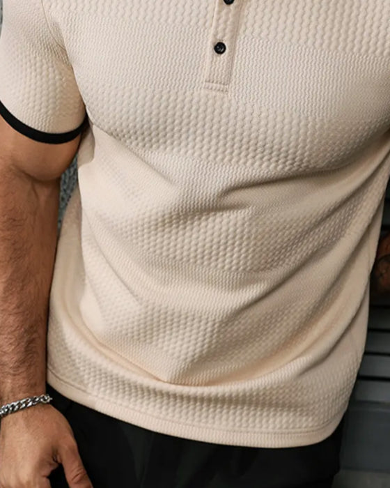 Koszulka Męska T-Shirt, Swobodna, Z Kołnierzykiem, Krótkie Rękawy