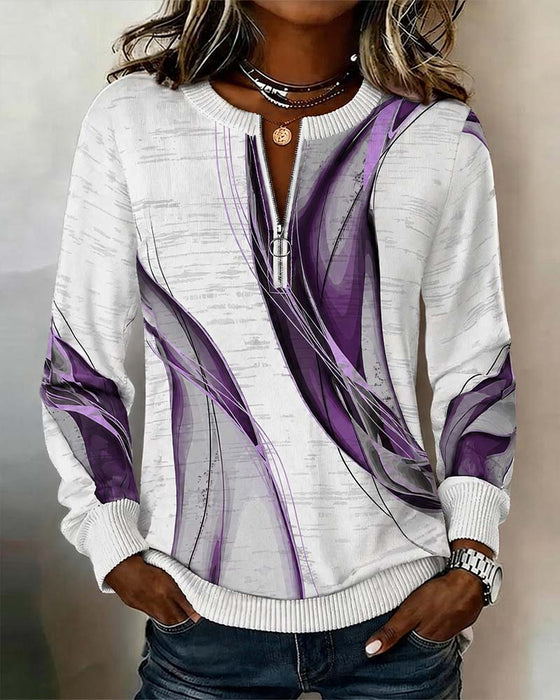 Hoodie Zamek Błyskawiczny Pullover Kontrast Luźny