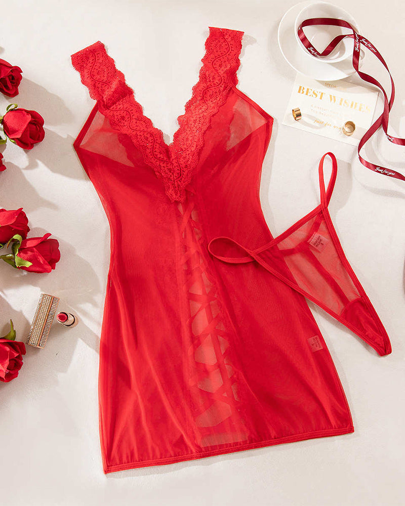 Koszula Nocna Seksowny Ramiączka Koronka