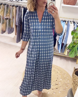 Sukienka Geometryczny Nadruk Maxi