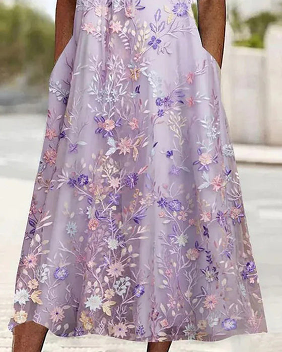 Sukienka Koronka Kwiatowy Patchwork Linia A