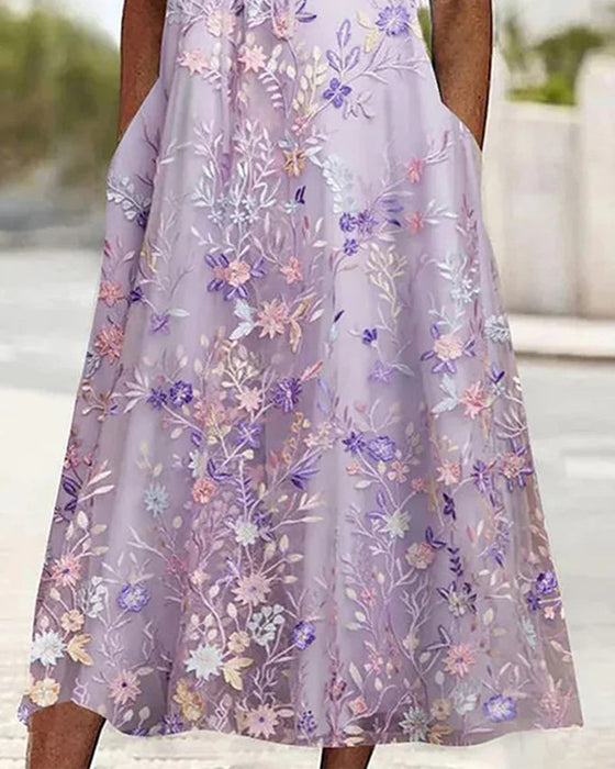 Sukienka Koronka Kwiatowy Patchwork Linia A