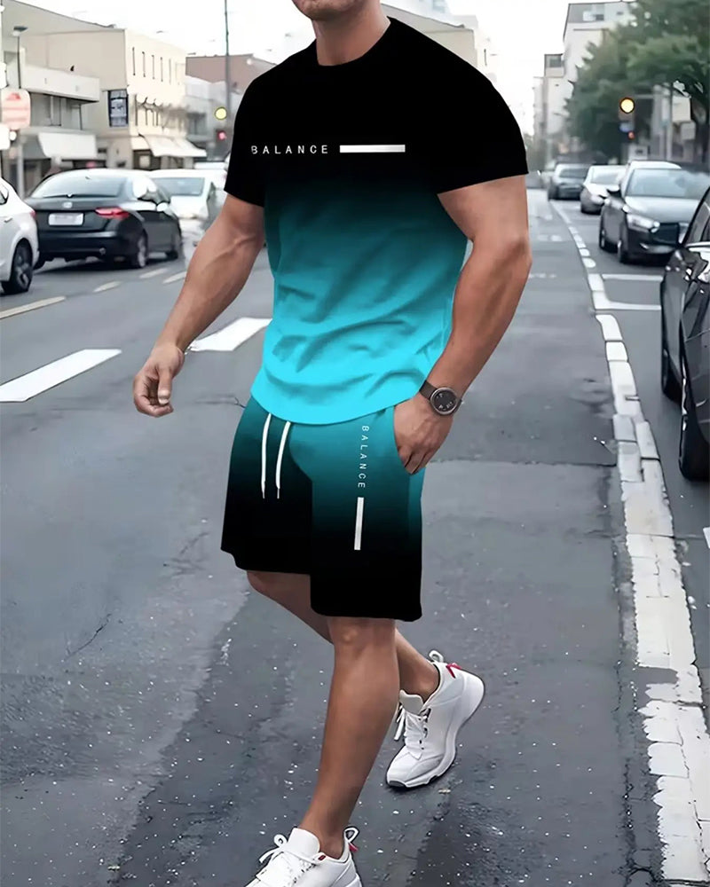 Męski Zestaw Codzienny Z Nadrukiem Dwuczęściowy