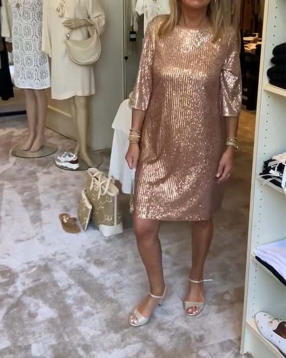 Sukienka elegancka, jednolita, z cekinami