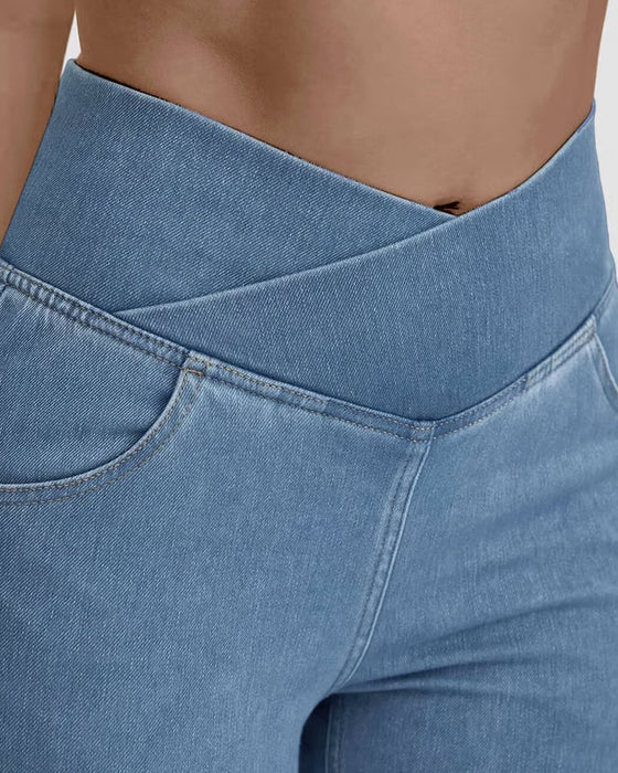 Spodnie Wysoka Rozciągliwość Moda Kieszeń Dzwon