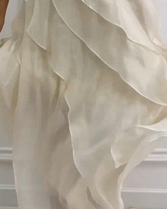 Sukienka Bez Rękawów Ruffle Elegancki