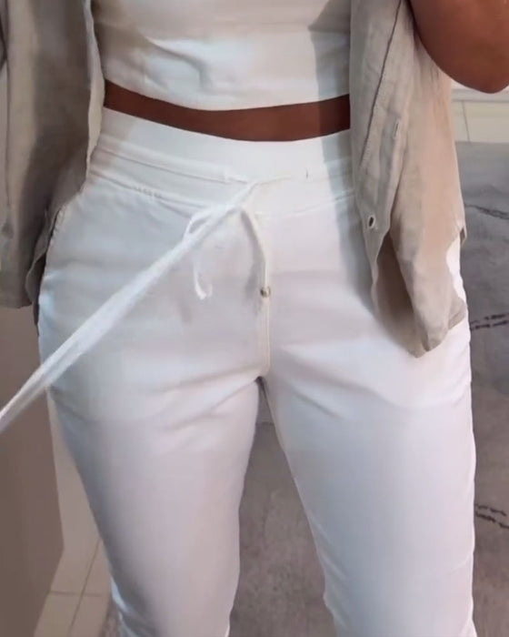 Spodnie Ołówkowe Casualowe Ze Ściągaczem