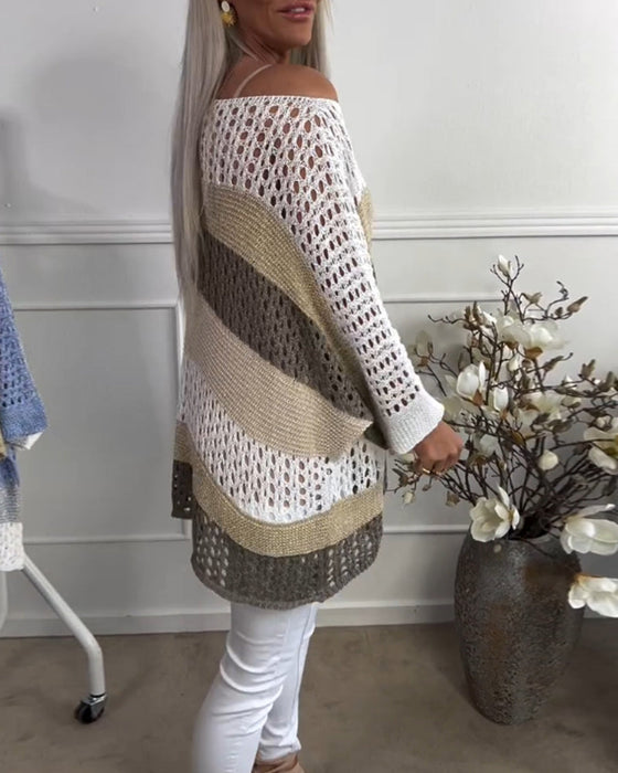 Sweter z długimi rękawami i blokami kolorów