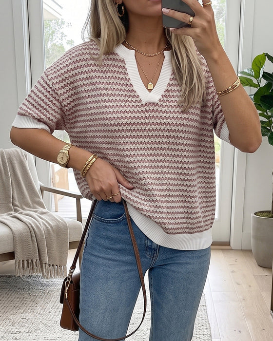 Sweter V-Szyja Modny Swobodny