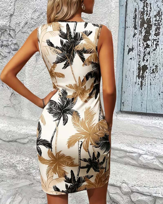 Sukienka Wrap Dekolt W Serek Z Nadrukiem Bodycon