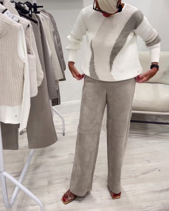 Sweter Okrągły Dekolt Wygodny Casual