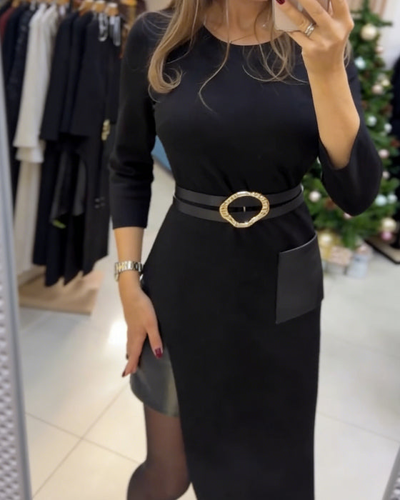 Spódnica Elegancka Dopasowana Bodycon Rozcięcie