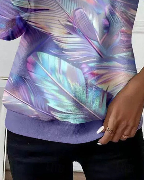 Sweatshirt Zamek Błyskawiczny Pióro Blok Kolorów