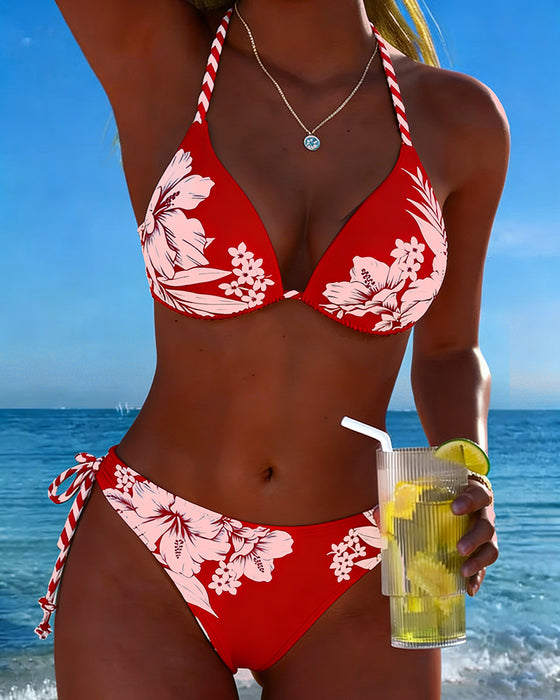 Bikini Prosty Seksowny Halter Dekolt
