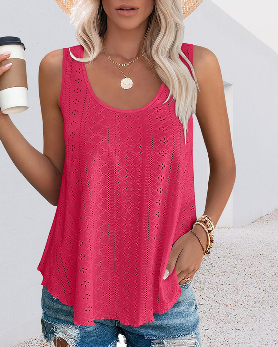 Tanktop Okrągły Dekolt Luźny Bez Rękawów