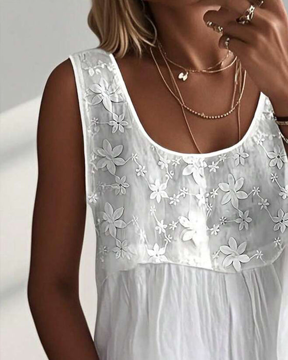 Tank Top U-Szyja Bez Rękawów Gładki