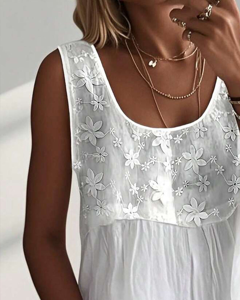 Tank Top U-Szyja Bez Rękawów Gładki