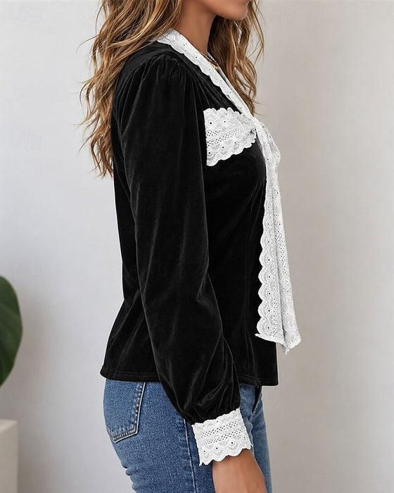 Top V-Szyja Kokarda Patchwork