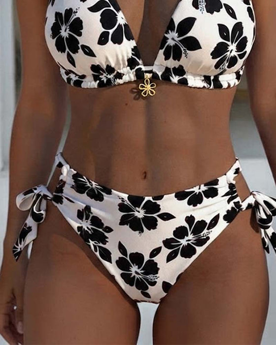 Bikini Hibiskus Druk Halter