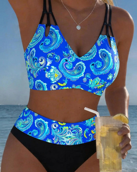 Bikini Blok Kolorów Pasek Paisley