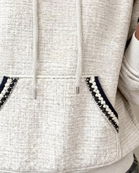 Bluza Z Kapturem Casual Kontrastowy Kolor