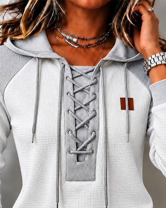 Bluza Z Kapturem Kaptur Wiązanie Spliced