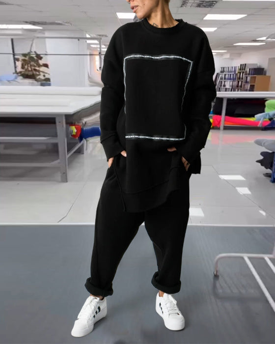 Modny luźny i wygodny zestaw bluza i spodnie