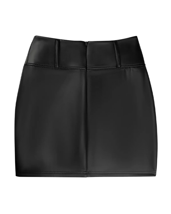 Spódnica Koronka Patchwork Bodycon PU