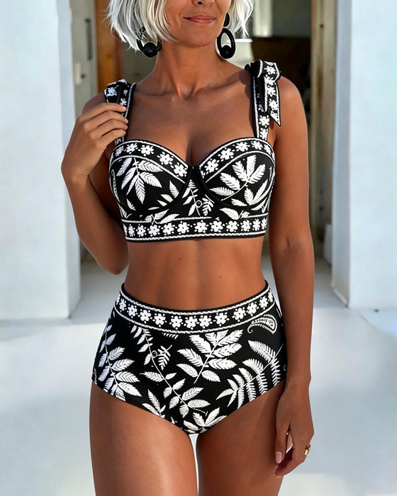 Bikini Botaniczny Nadruk Wysoki Stan