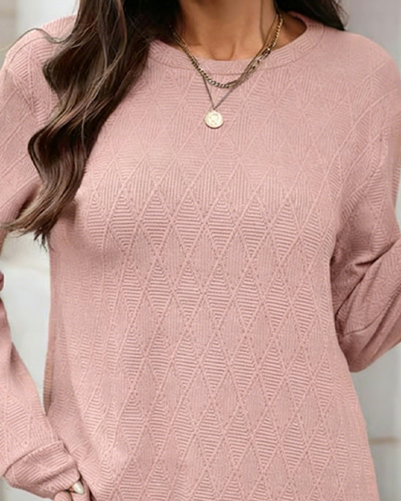 Top Okrągły Dekolt Diamentowy Żakard