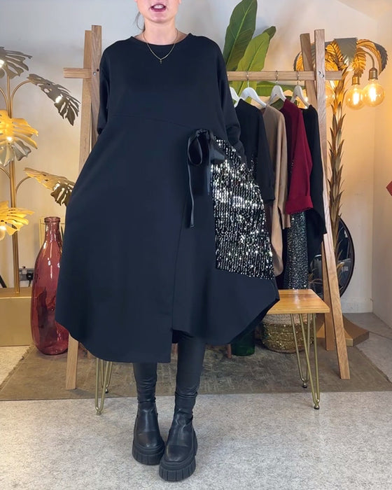 Ukienka Z Długimi Rękawami Luźna Z Cekinami