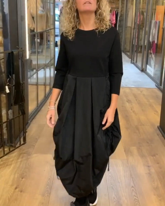 Patchworkowa sukienka na co dzień ze sznurkiem