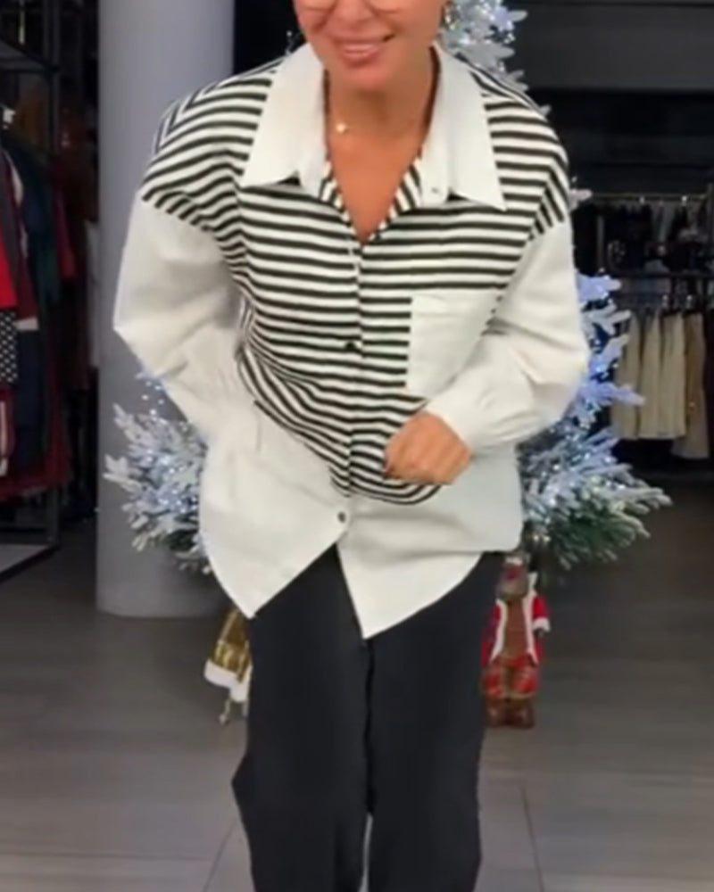 Koszula W Paski Kołnierzyk Na Guziki