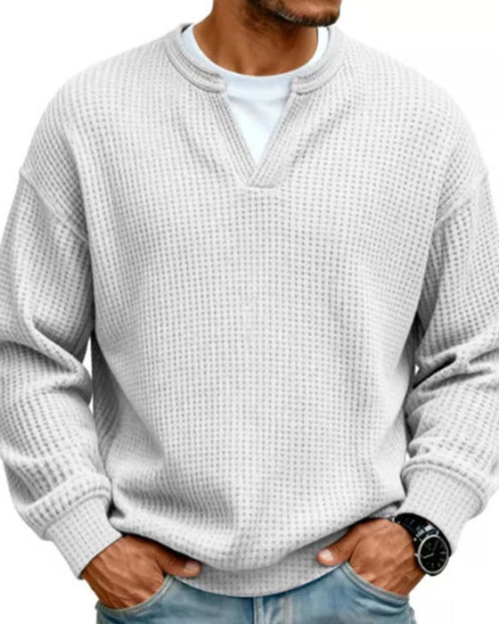 Sweatshirt Męski Okrągły Dekolt Sztuczna Warstwowość