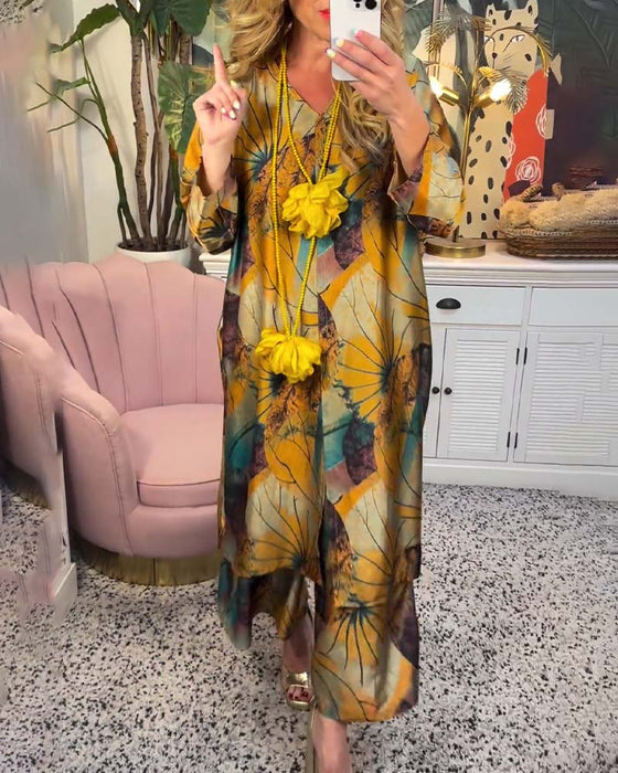 Zestaw w stylu retro z luźnym nadrukiem