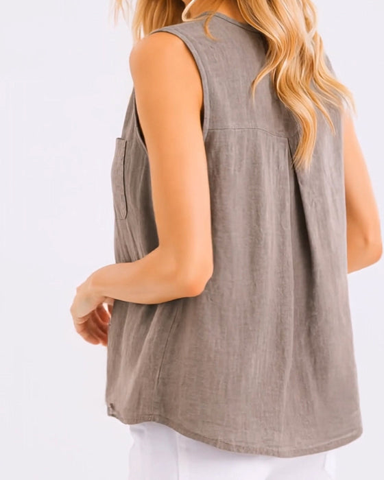 Tank Top Swobodny Guzik Bez Rękawów