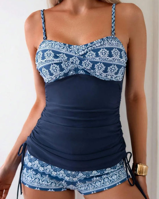 Tankini Ramiączko Spaghetti Bok Ściągacz