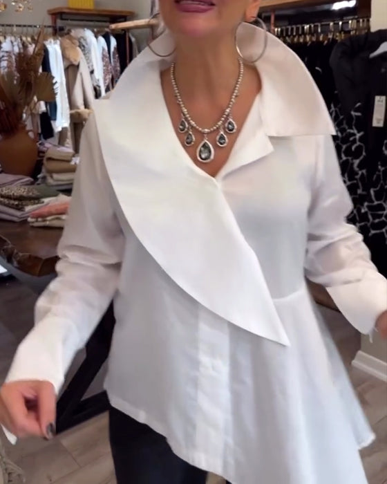 Koszula Nieregularny Kołnierzyk Jednolita